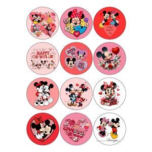 Valentine's Day Cartoon Pinback Buttons 2.25" Handmade 12pk